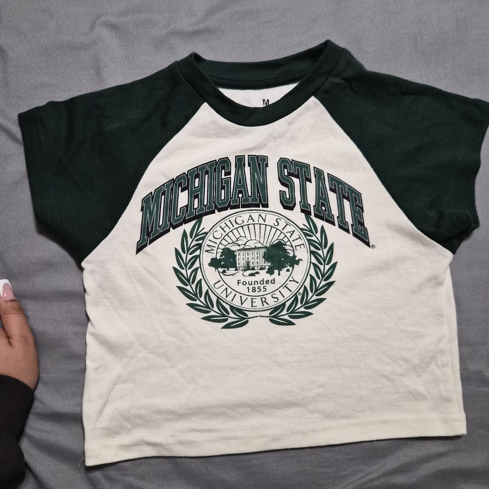 Michigan State University Green and White Crop Top